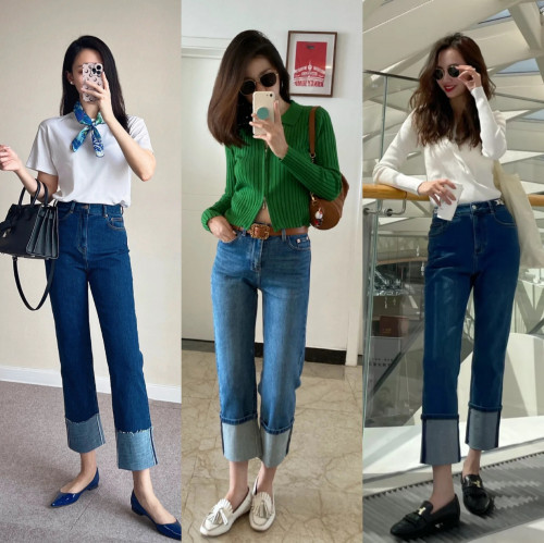 Quần jean xắn gấu