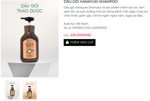 Dầu gội Hanayuki trên thị trường