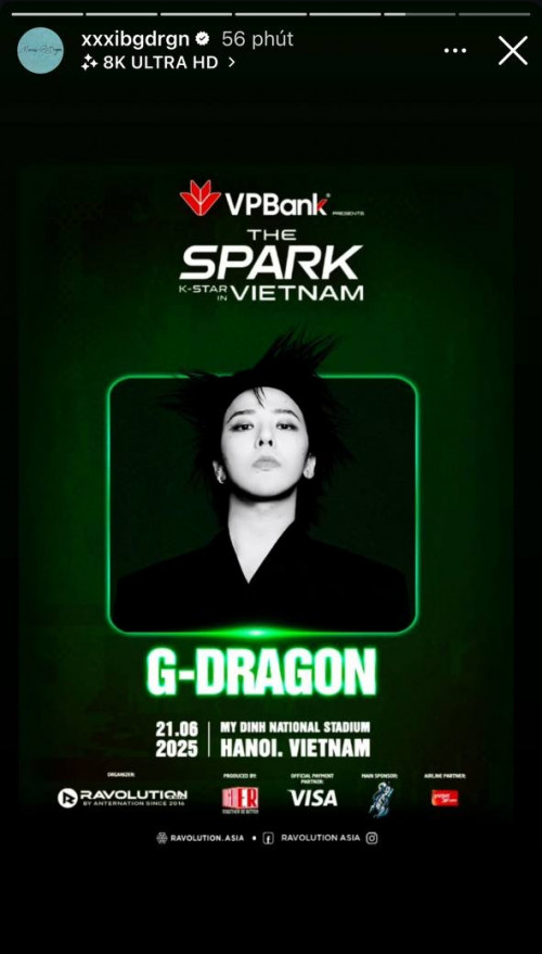 G-Dragon đăng story về VPBank K-Stars Spark