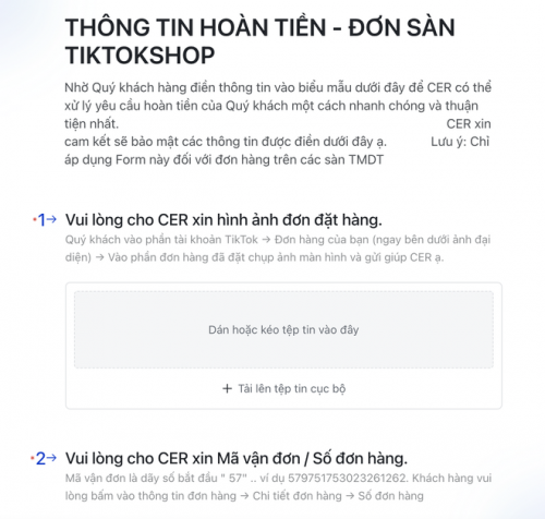 Thông tin hoàn tiền từ KERA.