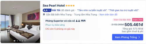 Giá phòng khách sạn Nha Trang giảm sâu.