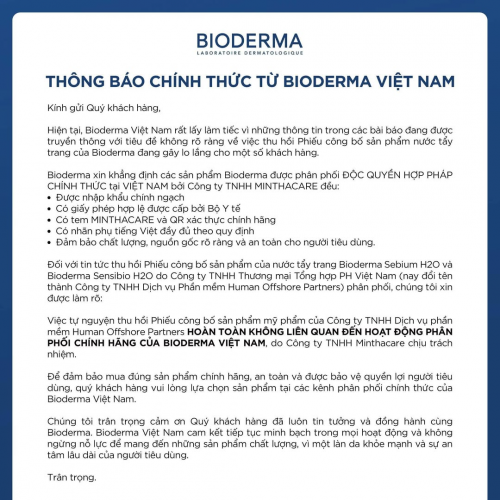 Thông báo của Bioderma
