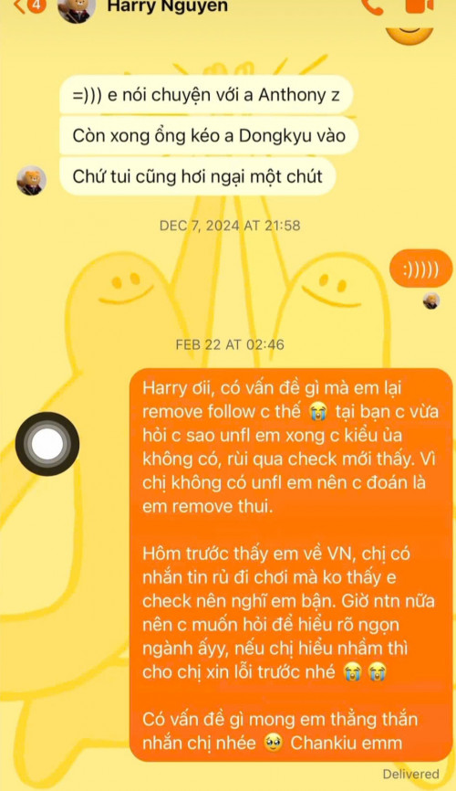 Tin nhắn Meichan gửi cho Harry.