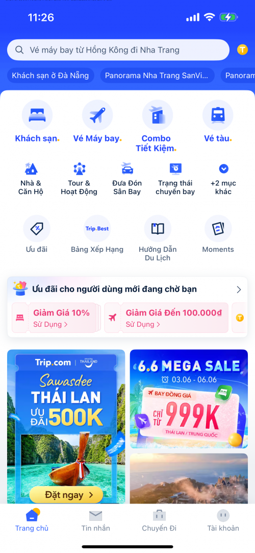 Giao diện Trip.com và Agoda