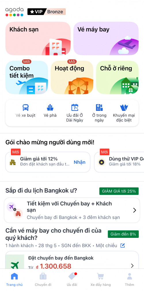 Giao diện Trip.com và Agoda