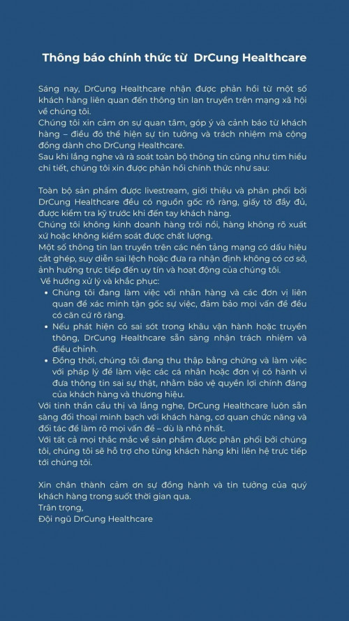 Thông báo của Bác sĩ Cung