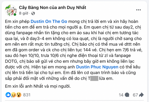 NÓNG: MC Dustin Phúc Nguyễn lên tiếng về vụ scam vé concert.