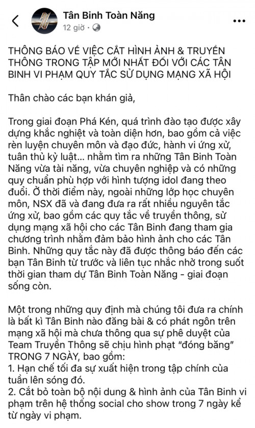 Thông báo của NSX về hình phạt cho 2 thí sinh vi phạm
