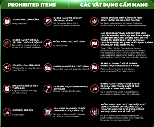 Các vật dụng cần mang trong concert