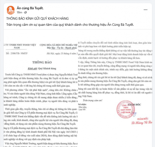 Thông báo chính thức của Ăn Cùng Bà Tuyết về việc giải thể - Ảnh 1.