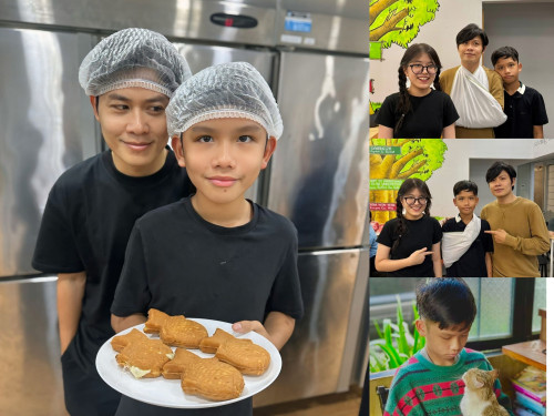 Chẳng mấy khi hot dad Nguyễn Văn Chung thể hiện cảm với con trai đến cỡ này, mà sao biểu cảm của bé Pu lại có vẻ 