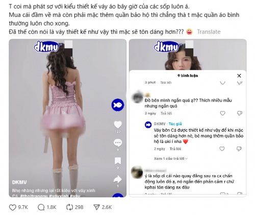 Hình ảnh feedback về váy ngắn.