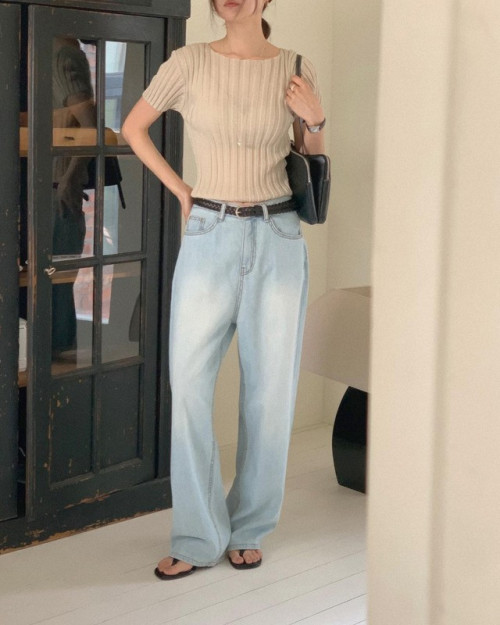 Quần jeans ống rộng - Ảnh 3