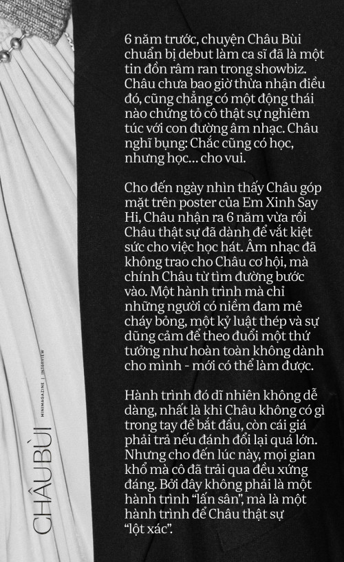 Châu Bùi: 'Châu nghiêm túc và khát khao với việc học hát đến mức người ta không bỏ Châu được'