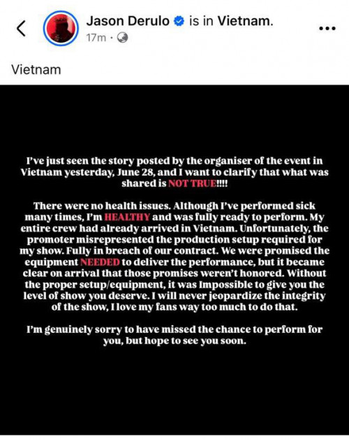 Jason Derulo lên tiếng