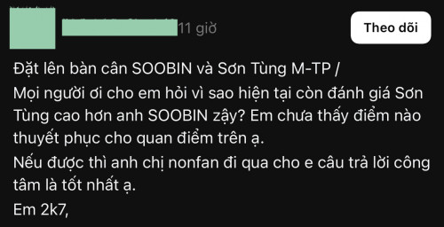 So sánh SOOBIN và Sơn Tùng