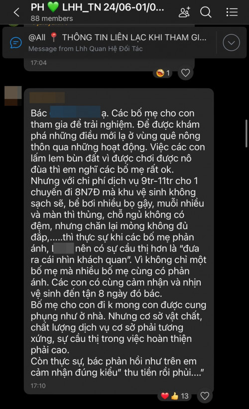 Trại hè thu phí gần 10 triệu nhưng con bị bệnh liên tục, phản hồi thiếu trách nhiệm?