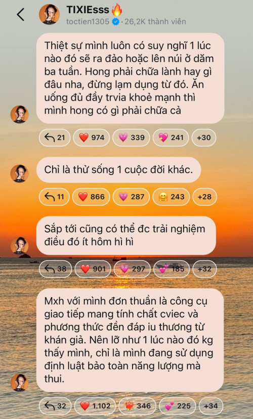 Tóc Tiên cảm nhận về việc khóa mạng xã hội