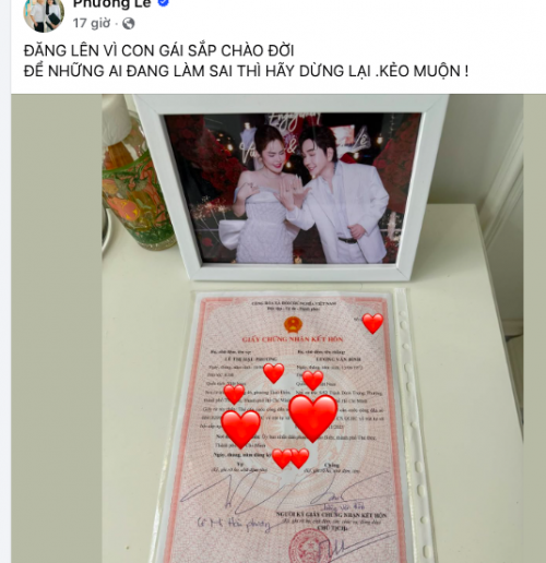 Phương Lê công khai giây kết hôn với NSƯT Vũ Luân