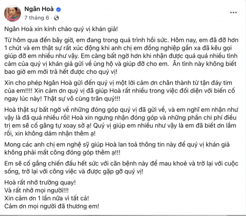 Ngân Hoà im lặng trên mạng xã hội