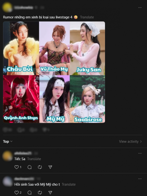 Danh sách Em Xinh bị loại sau Live Stage 4.