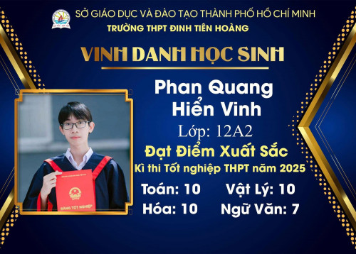 Phan Quang Hiển Vinh - Thủ khoa khối A00