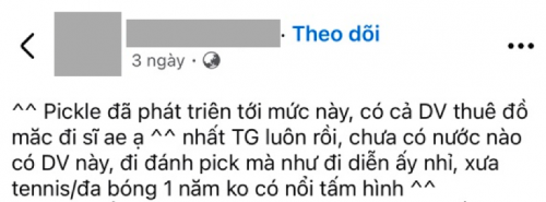 Khách thuê đồ tập pickleball