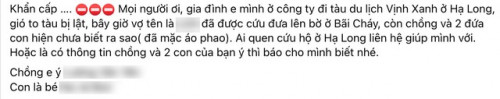 Gia đình Hà Nội đi trên tàu bị lật, 3 người mất liên lạc.