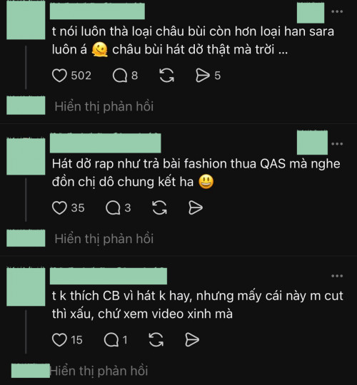 Châu Bùi gây chú ý với biểu cảm trên sân khấu.