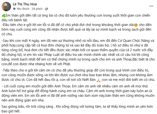 Lê Thị Thu Hoà nói đêm toàn bộ sao kê đến công an sau 4 ngày con mất, xin lỗi Phạm Thoại- Ảnh 1.