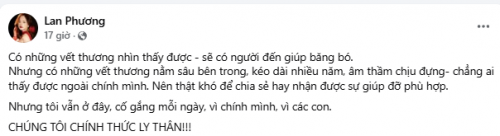 Lan Phương công khai ly hôn
